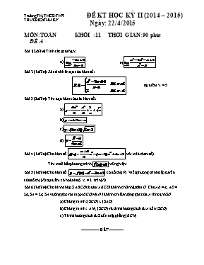 Đề kt học kỳ II môn Toán khối 11 - Đề A